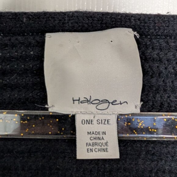 Halogen Cashmere Ribbed Sweater Womens One Size Black 3/4 Sleeves Knit Pullover - Picture 3 of 10